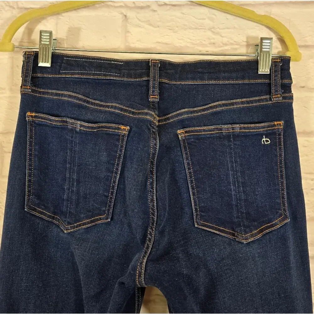 W Rag & Bone Cate Mid Rise Ankle Skinny Dark Blue Jeans Size 27 Selvedge Selvage - Picture 5 of 11